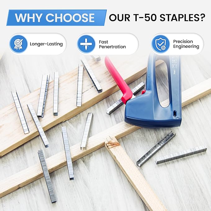 meite T-50 Heavy Duty Staples Marine, 1/2 Inch 304 Stainless Steel Staples for Staple Gun, 20 Gauge 3/8 Inch Crown Upholstery Staple for Marine Applications (1 Case)