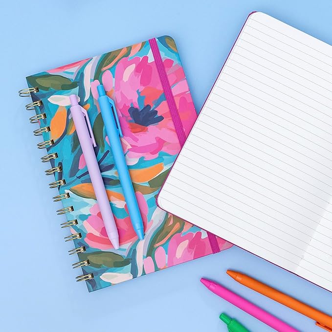 PAPERAGE Lined Spiral Journal Notebook, (Blush), 3 Pack, 160 Pages, Medium 5.5 inches x 8 inches - 100 GSM Thick Paper, Hardcover, Double-Wire Spiral Journal & Notebook