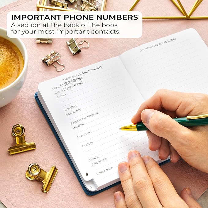 Clever Fox Address Book with alphabetic tabs - PU Leather Telephone and Address Book for Keeping Contacts Safe, Contact Organizer Journal, Small Size (4.0″ x 5.5″), Hardcover, Mystic Blue