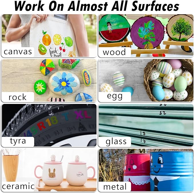 Craiiby White Paint Pens Paint Markers - 12 Pack Permanent Quick Dry Waterproof Marker Pens for Rocks Wood Fabric Plastic Canvas Glass Mugs Metal Tire Stone