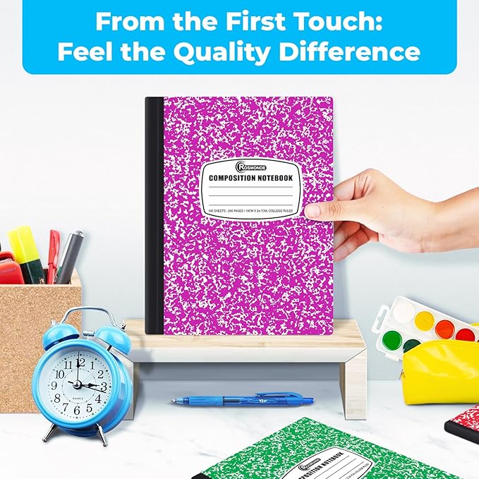 Rosmonde 50 Pack Bulk Composition Notebooks College Ruled, 200 Pages (100 Sheets), 9-3/4 x 7-1/2, Bulk School Supplies, Bulk College Ruled Notebooks, Bulk Assorted Colors Marble Notebooks for School
