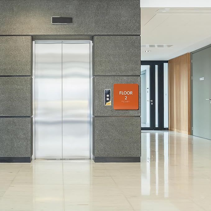 Clean Grey ADA Floor 2 Sign with Braille – Made from Durable Acrylic and Ready to Mount
