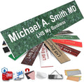 Engraved Name Plates for Door Sign Personalized Green Marble Plastic Plaque with White Letters - Made in USA 2x8 S4