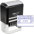 MaxMark Large Self-Inking Rubber Date Office Stamp with Approved Phrase & Date - Blue Ink, 12-Year Band - Style 5
