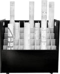 Adir Blue Print Storage Organizer - Mobile Roll File Cart, Construction Plan Holders, Blueprint Cabinet with Wheels, Roll Files Storage for Office and Home (50 Slots, Black)