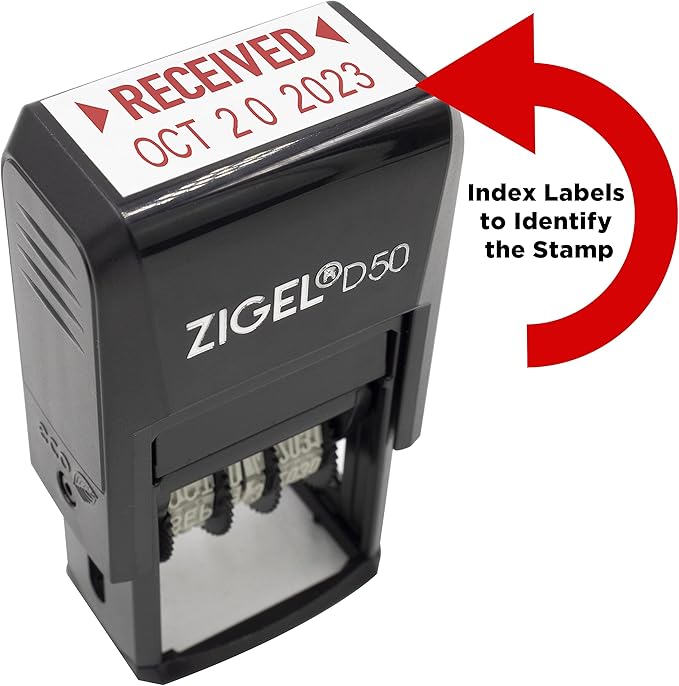 ZIGEL D50 Date Stamp with Posted - Self Inking Date Stamp - Red