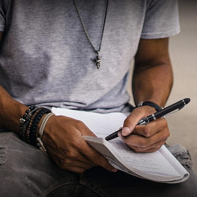 DISCOUNT PROMOS Custom Twist Action Plastic Stylus Pens, Set of 50, Personalized Bulk Pack - Pens for Work, Cool Pens for Writing, Black Ink - Black