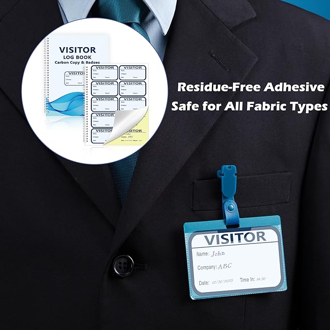 1 Pack of 150 Visitor Badges Registry Log with Carbon Copy Visitor Stickers Letter Size Visitor Log Book Extras Protecting Privacy Pages Spiral-Bound Self Visitor Badges Guest Register Book(1)