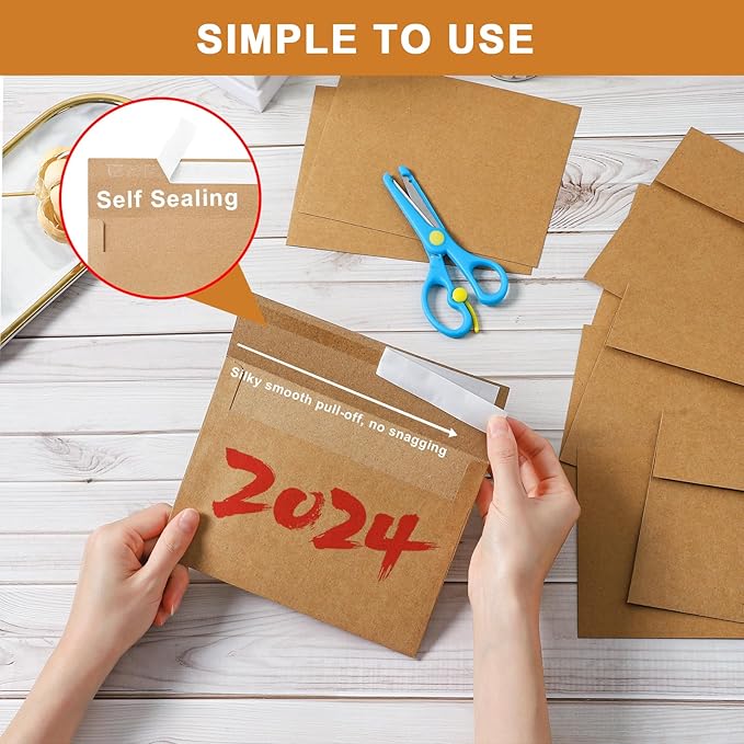 Silunkia Brown Blank Note Cards and Envelopes 4 x 6 Heavyweight Single Panel Cardstock and A4 Envelopes Printable Self Seal 20 Packs for Wedding Invitations, Baby Showers, Thank You Cards
