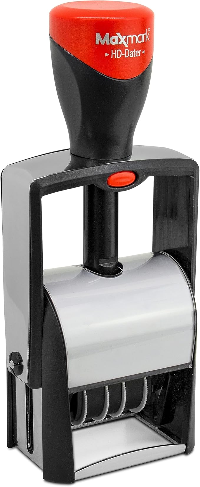 MaxMark Heavy Duty Self Inking Date Stamp with Phrase Paid - 2 Color Blue/Red Ink
