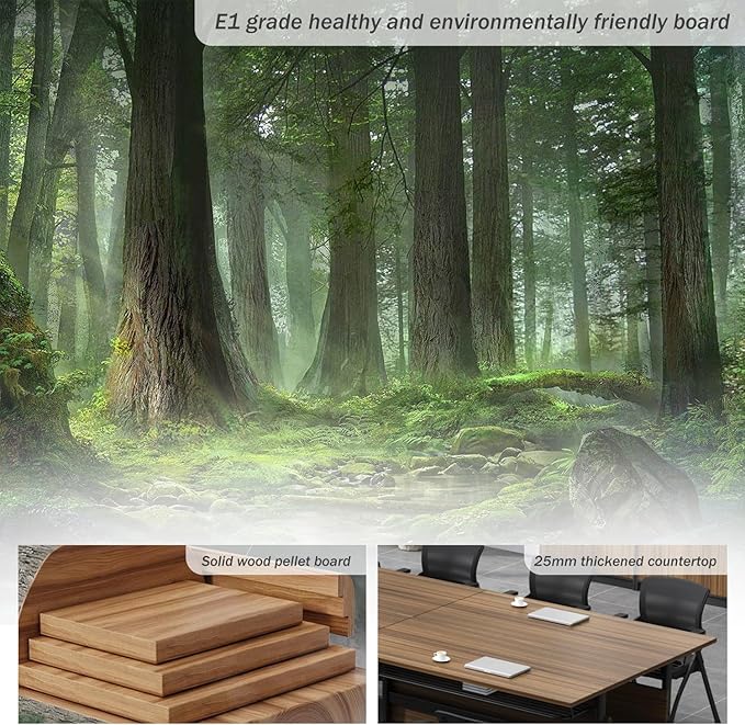 Folding Conference Table,61in Rectangle Conference Room Tables,Large Rolling Meeting Seminar Tables for 2-8 People,Mobile Training Table with Caster,Collapsible Conference Training Tables for Office