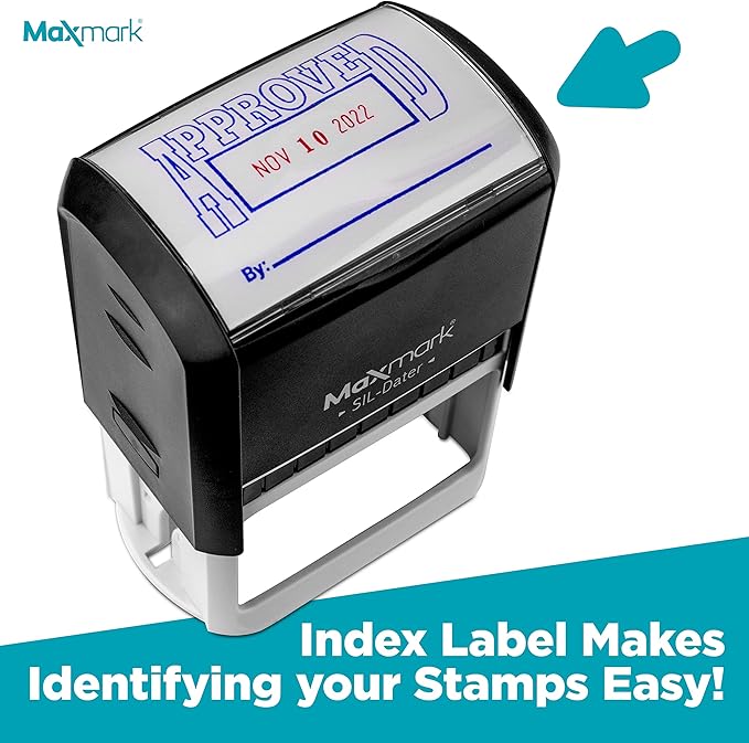 MaxMark Large Self-Inking Rubber Date Office Stamp with Paid Phrase & Date - Blue Ink, 12-Year Band - Style 5