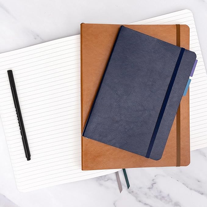 PAPERAGE Softcover Lined Journal Notebook (Periwinkle), 160 Pages, Medium College Ruled Notebook, 5.6 inches x 7.9 inches - 100 GSM Premium Paper, Soft Vegan Leather Journal for Home, Work & School