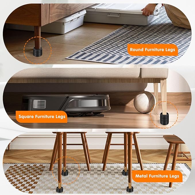 Furniture Risers Bed Risers Heavy Duty 1 inch, 2 inch, 3 inch, 4 inch Round Adjustable Bed Lifts Riser for Desk Legs Table Couch Sofa Chair Refrigerator Washing Machine (1 Inch, Black, 32 Pack )