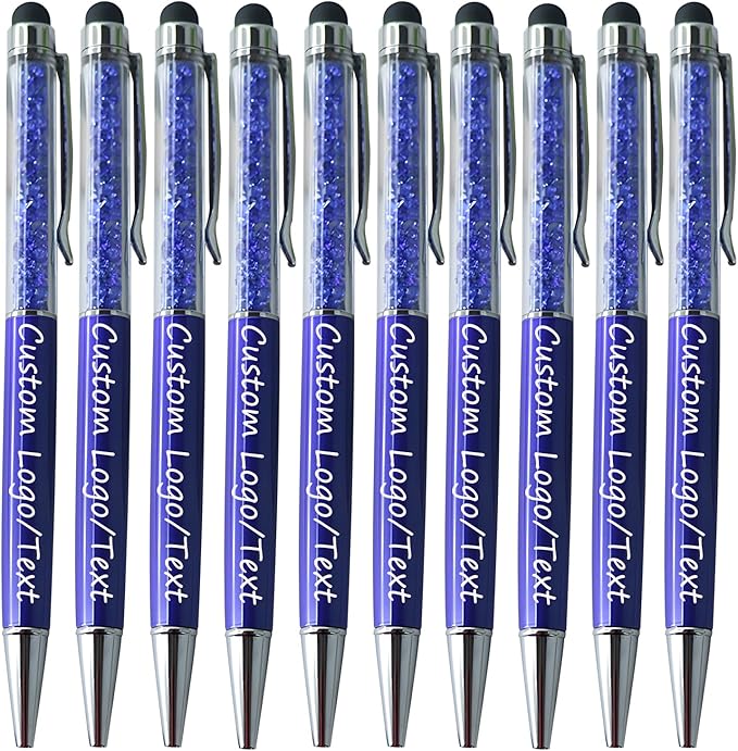 Yucold Customized Pens with Name/Logo - Touch Screen Stylus Ballpoint Pen, Perfect for Weddings, Business & Personalized Gifts (Royal blue,500)
