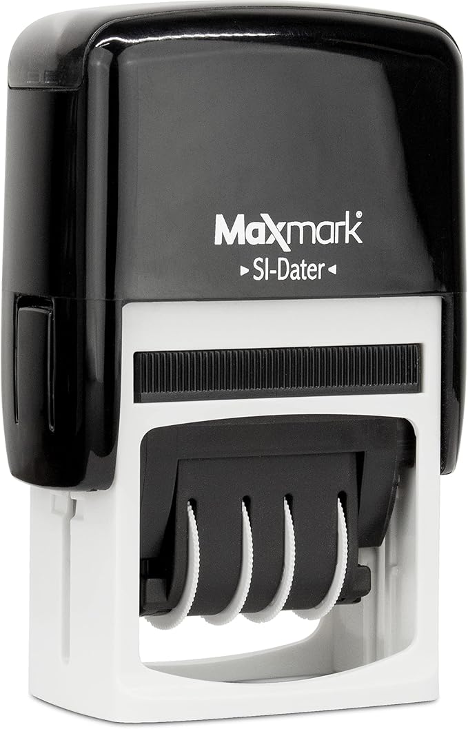MaxMark Office Self Inking Date Stamp with Phrase E-Mailed - Red Ink