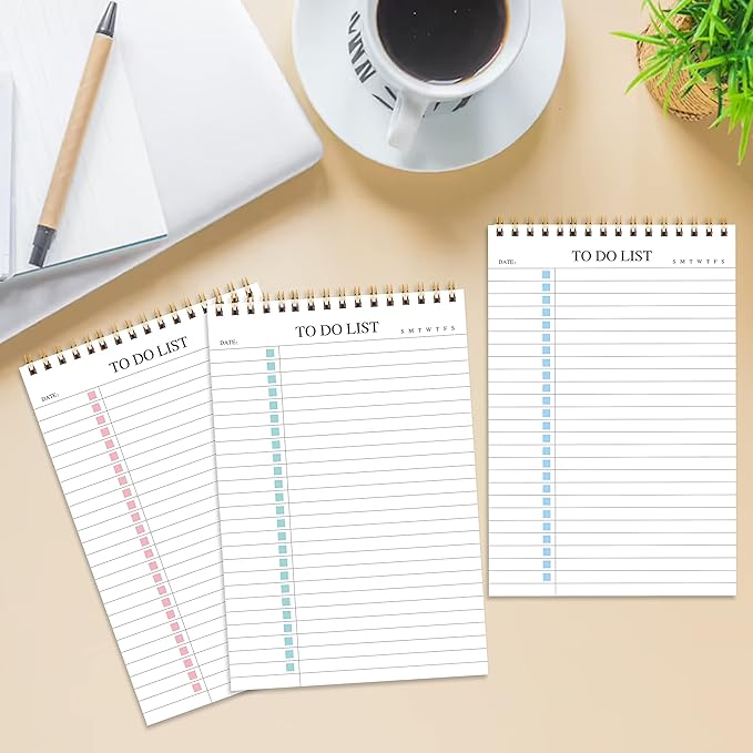 KAICN To Do List Notepad, Undated Daily Planner Notepad With To Do List Notebook Checklist Planner Spiral Waterproof Notepad for Office Supplies, School Planner, Green, 52 Sheets, 5.5"*8.3" A5 Size