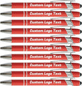 HEYZARDA Personalized Pens with Name Text Logo Custom Ballpoint Pen for Business Office Events with Stylus for Touchscreen 100 Pcs Red