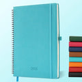 IN-LUXPRO Planner 2026 Daily Weekly and Monthly,11.5"x8.5",12 Months Spiral Bound Calendar Agenda with Self-adhesive Pen Holder,2026 Appointment Book with Vegan Leather Soft Cover,Light Blue