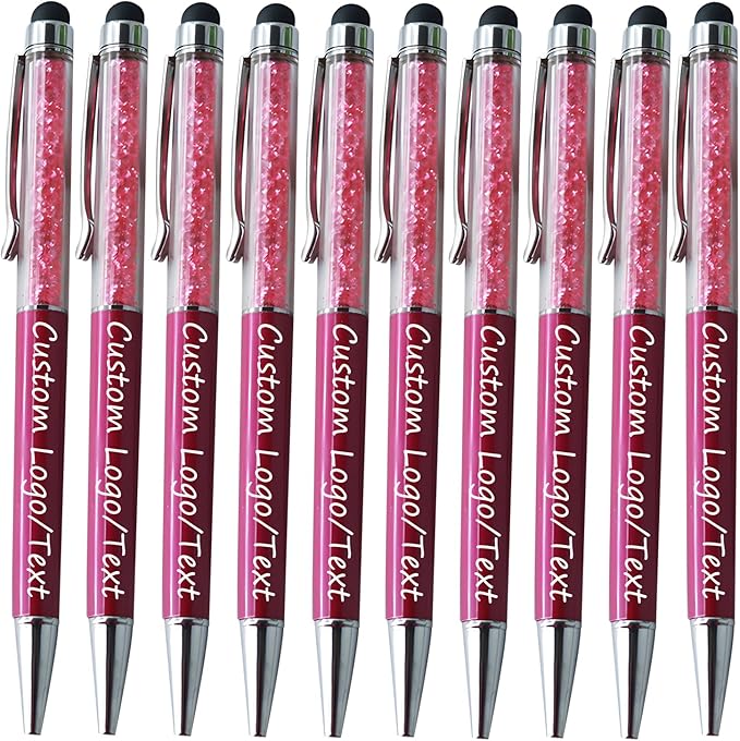 Yucold Customized Pens with Name/Logo - Touch Screen Stylus Ballpoint Pen, Perfect for Weddings, Business & Personalized Gifts (Wine red,30)