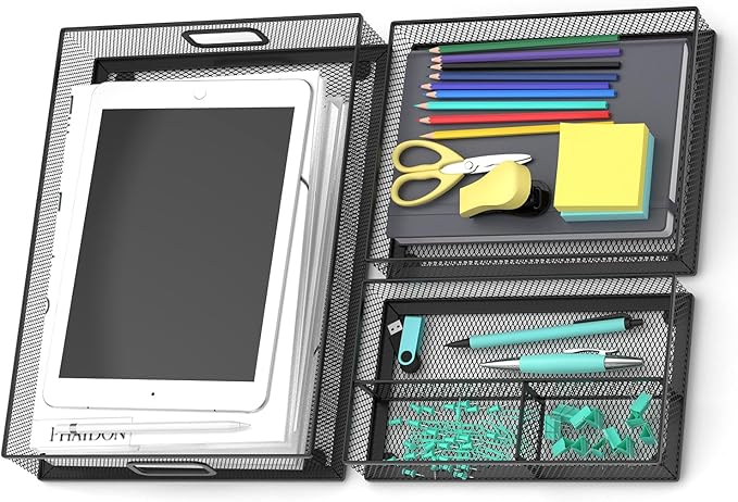 ITAYVAN Desk Drawer Organizer Set, 3 Pcs Metal Mesh Office Drawer Organizers, Paper Organizer Letter Tray for Desk, Junk Drawer Organizer for Office, Kitchen, Makeup, Vanity