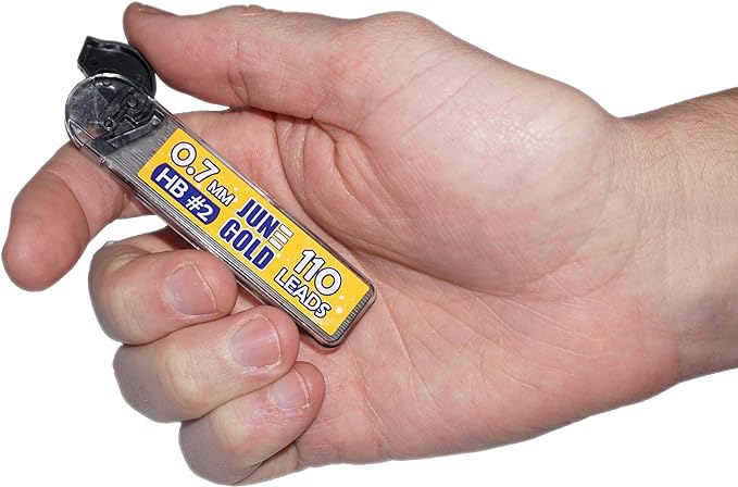 June Gold 8 Pack 0.7 mm HB #2 Mechanical Pencils, Extra Long Spin Eraser, 2 Lead Dispensers/w 220 Refills & 8 Refill Erasers, Break Resistant Lead, Soft Non-Slip Grip