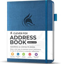 Clever Fox Address Book with alphabetic tabs - PU Leather Telephone and Address Book for Keeping Contacts Safe, Contact Organizer Journal, Small Size (4.0″ x 5.5″), Hardcover, Mystic Blue