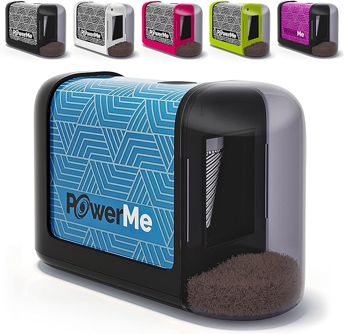 POWERME Battery-Operated Electric Pencil Sharpener for Kids, School, Home, Office - for No. 2 Pencils and Colored Pencils