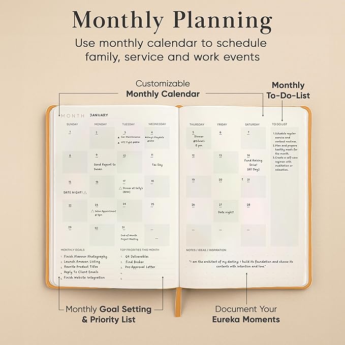 Mantra Planner 2026 Planner, Daily Journal & Gratitude Journal All-In-One with To Do List, Self Care Prompts & Habit Tracker - 5 x 8 - Orange