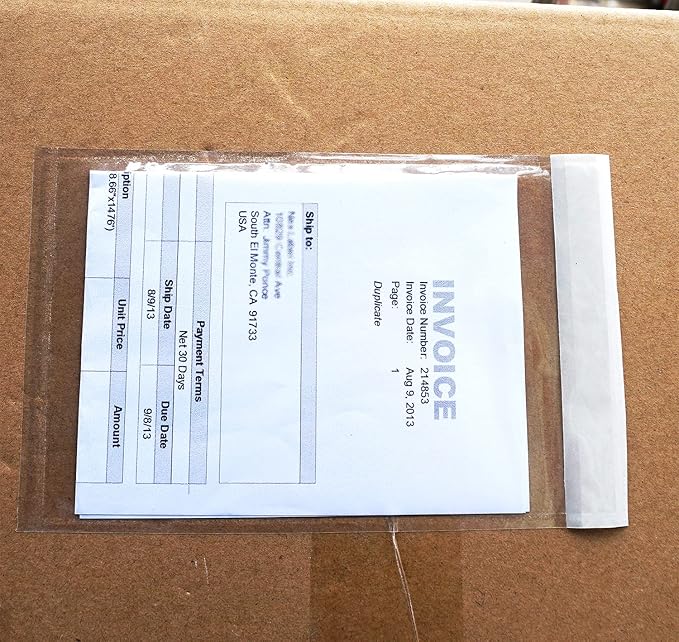 BEUYI Premium 4.7''x7.5'' Packing List Envelope, Tailored Size for 4x6'' Shipping Labels,Self Adhesive Shipping Label Pouch/Sleeve (50 pack)