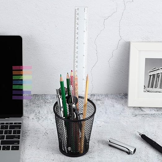 EBOOT 20 Pack Clear Plastic 12 Inch Straight Flexible Ruler with Inches and Metric for School, Classroom, Home, or Office