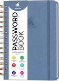 Clever Fox Password Book Spiral – Internet Address & Password Organizer with Laminated Alphabetical Tabs – Password Keeper Journal – Hardcover, Medium Size, 6.1x7.7” (Smoke Blue)