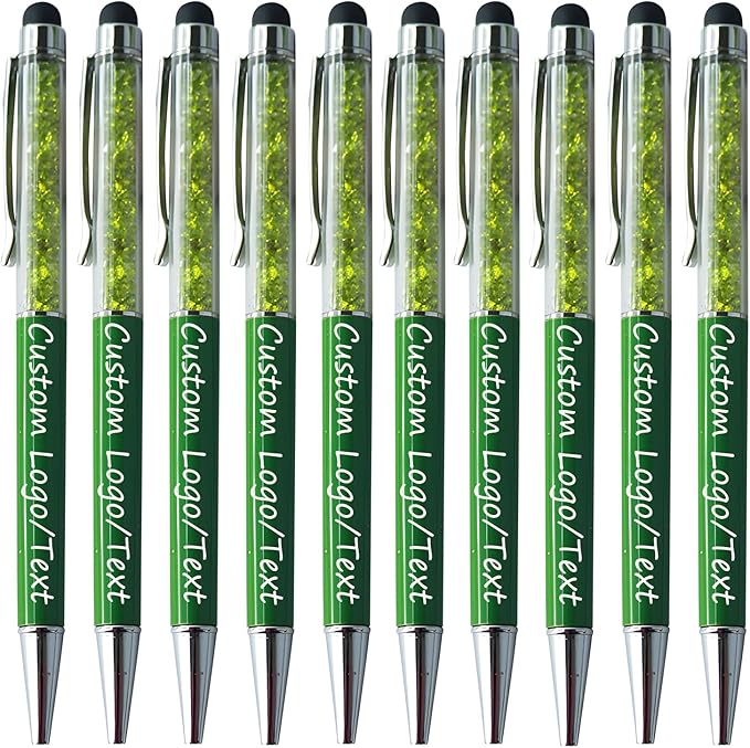 Yucold Customized Pens with Name/Logo - Touch Screen Stylus Ballpoint Pen, Perfect for Weddings, Business & Personalized Gifts (Military Green,200)