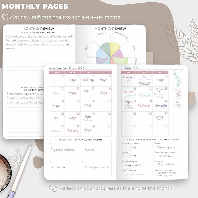 Clever Fox Self-Care Journal Pocket – Daily Reflection Notebook – Mental Health & Personal Development Planner, Meditation & Mood Log (Seashell)