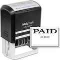 MaxMark Large Self-Inking Rubber Date Office Stamp with Paid Phrase & Date - Black Ink, 12-Year Band - Style 3