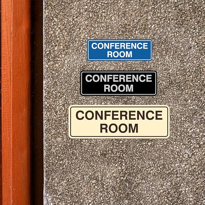 Standard Conference Room Sign - Black - Large 2 Pack