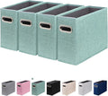 ComfortKeeper 4 Packs Letter Size File Organizer, File Folders Organizer, Fabric Storage Box, Collapsible Paper Organizer with Metal Handle, Smooth PVC Rails, Only Box (Green)