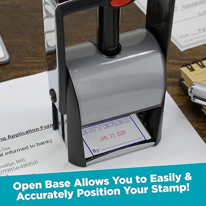 MaxMark Heavy Duty Self Inking Date Stamp with Phrase Posted - 2 Color Blue/Red Ink