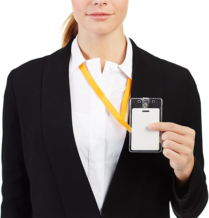 Amazon Basics ID Badge Holders, Vertical Clear Plastic 2.55" x 4.41", Pack of 50