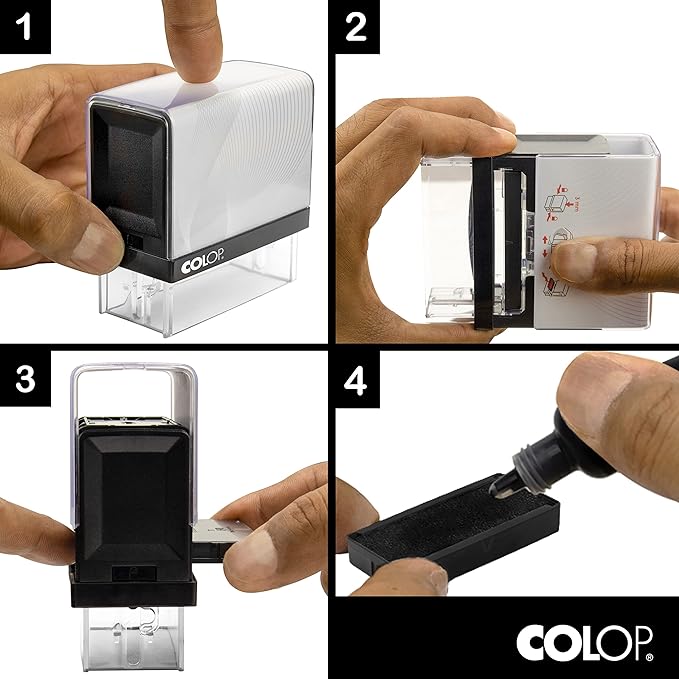 COLOP Extra Large Size Self Inking Custom Text Stamp - Choose from Many Fonts & 15 Ink Colors