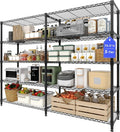 MilleLoom 5-Tier Storage Shelves, 60"W Metal Shelving Unit Heavy Duty Adjustable Garage Corner Wire Rack, H-Shaped/L-shaped Shelf for Kitchens, Pantry Rooms, Basement Storage,13.8"D x 60"W x 70.5"H