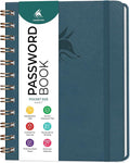 Clever Fox Password Book Spiral – Mini Internet Address & Password Organizer with Laminated Alphabetical Tabs – Small Password Keeper Journal – Hardcover, Pocket Size, 4.7x5.7” (Deep Sea)