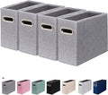 ComfortKeeper 4 Packs Letter Size File Organizer, File Folders Organizer, Fabric Storage Box, Collapsible Paper Organizer with Metal Handle, Smooth PVC Rails, Only Box (Gray)