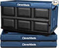 CleverMade Collapsible Storage Bins - Ocean 3 Pack 46L / 12 Gal holds 66 lbs - Stackable Containers Heavy Duty Capacity Crates Space-Saving