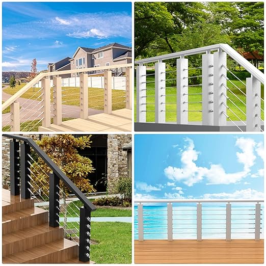BLIKA 150 Pack Stainless Steel Protector Sleeves for 1/8" 5/32" or 3/16" Deck Cable Railing, for Wood/Composite Posts, T316 Marine Grade