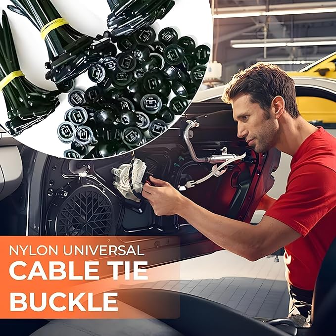 200 Pcs Nylon Universal Cable Tie Buckle with PP Storage Box - Multifunctional Zip Ties with Pin & Button, UV Resistant Fasteners for Car Repair, Bumper & Fender Clips (150PCS)