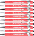 HEYZARDA Personalized Pens with Name Text Logo Custom Ballpoint Pen for Business Office Events with Stylus for Touchscreen 10 Pcs Peach