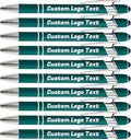 HEYZARDA Personalized Pens with Name Text Logo Custom Ballpoint Pen for Business Office Events with Stylus for Touchscreen 100 Pcs Dark Green