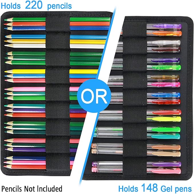 YOUSHARES Colored Pencil Case 220 Slots Pen Case Organizer With Handy Wrap & Zipper, Multilayer Holder for Prismacolor Colored Pencils & Gel Pen (Ice-Cream)