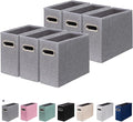 ComfortKeeper 6 Packs Letter Size File Organizer, File Folders Organizer, Fabric Storage Box, Collapsible Paper Organizer with Metal Handle, Smooth PVC Rails, Only Box (Gray)